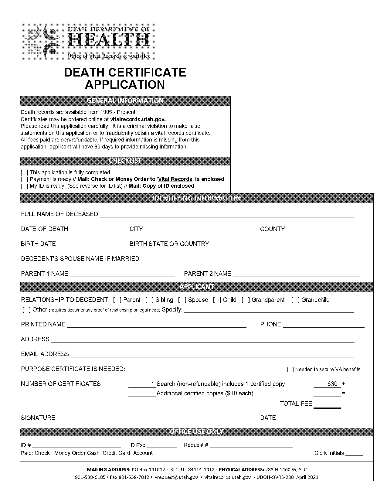 how can we get death certificate online